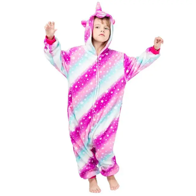 Galaxy kids Зимняя Пижама для мальчиков и девочек; комбинезон с единорогом из мультфильма; детская одежда для сна; фланелевый теплый комбинезон; одежда для сна; костюм для костюмированной вечеринки - Цвет: Galaxy kids