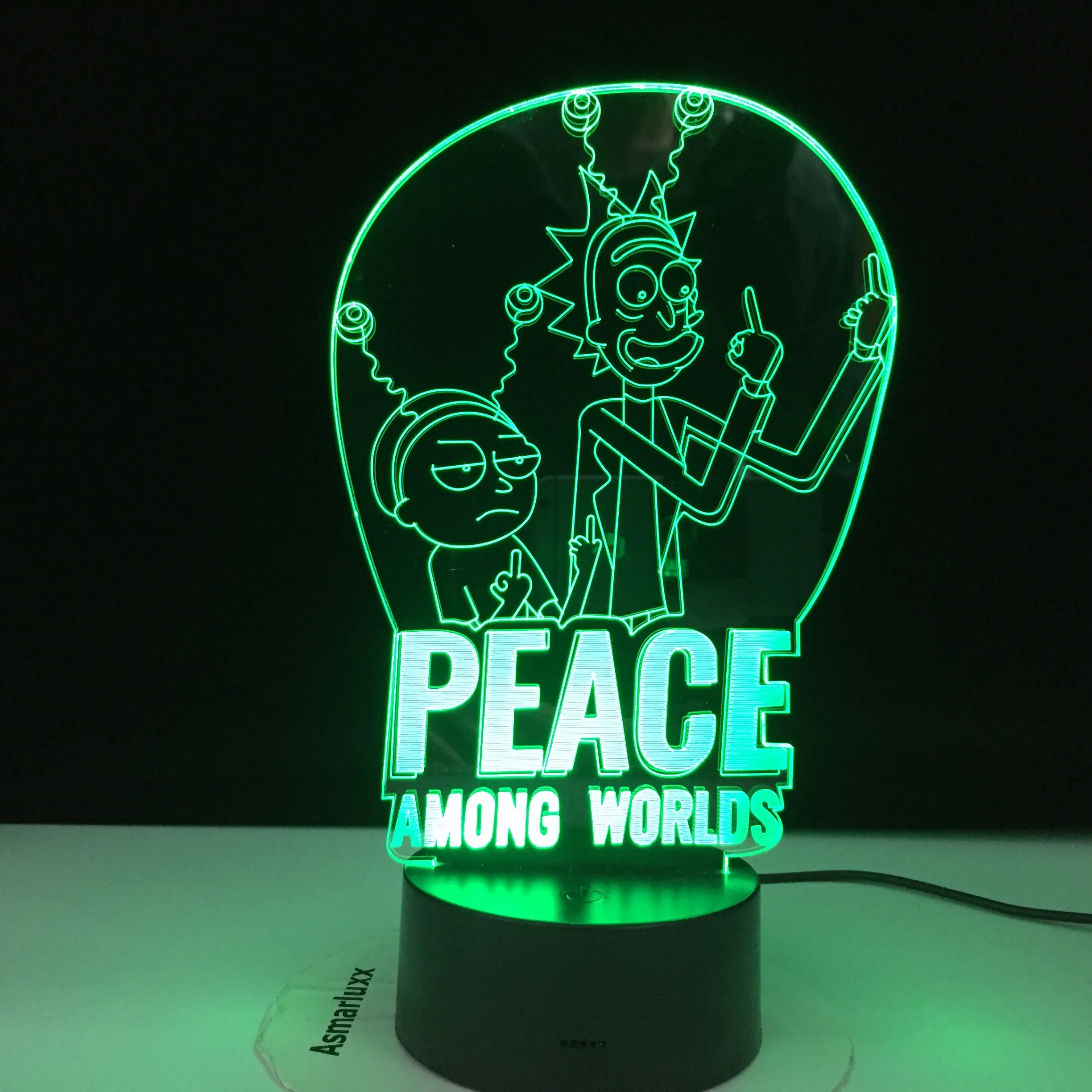 Kaufen Frieden Unter Welten Rick   Morty Lampe Kinder Nachtlicht für Schlafzimmer Dekoration Touch Sensor Ändern 3d Led Nacht Licht Dropship