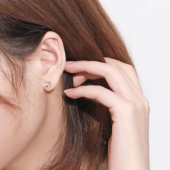 

Romantic Star With Moon Earrings Female Gifts Metal Asymmetric Geometry Crystal Mini Stud Earrings For Women Birthday Party