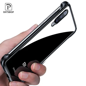

OATSBASF Metal Tempered Glass Phone Case For Xiaomi Mi 9 Simple Transparent Drop-proof Phone Cover With Back Protective Film