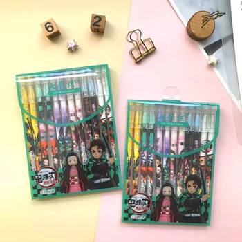 

12Pcs Anime Demon Slayer Kimetsu No Yaiba Kamado Tanjirou Cute Black Ink Neutral Pen Kawaii Gel Pen Kids Stationery