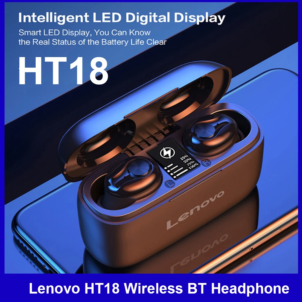 Оригинальные беспроводные bluetooth наушники Lenovo HT18 спортивные TWS In ear HiFi звук высокое