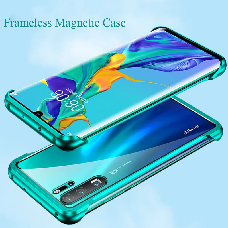 Магнитный чехол для Huawei P30 Pro тонкий безрамный металлический P 30 стеклянный задняя