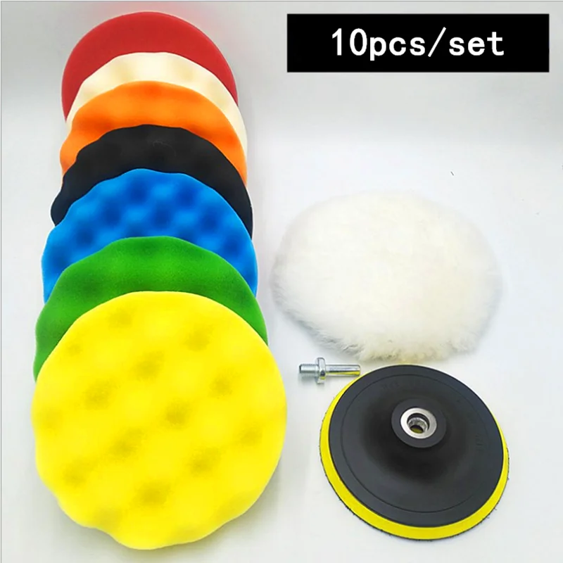 10PCS/SET 3inch Buffing Sponge Polishing Pad Hand Tool Kit For Car