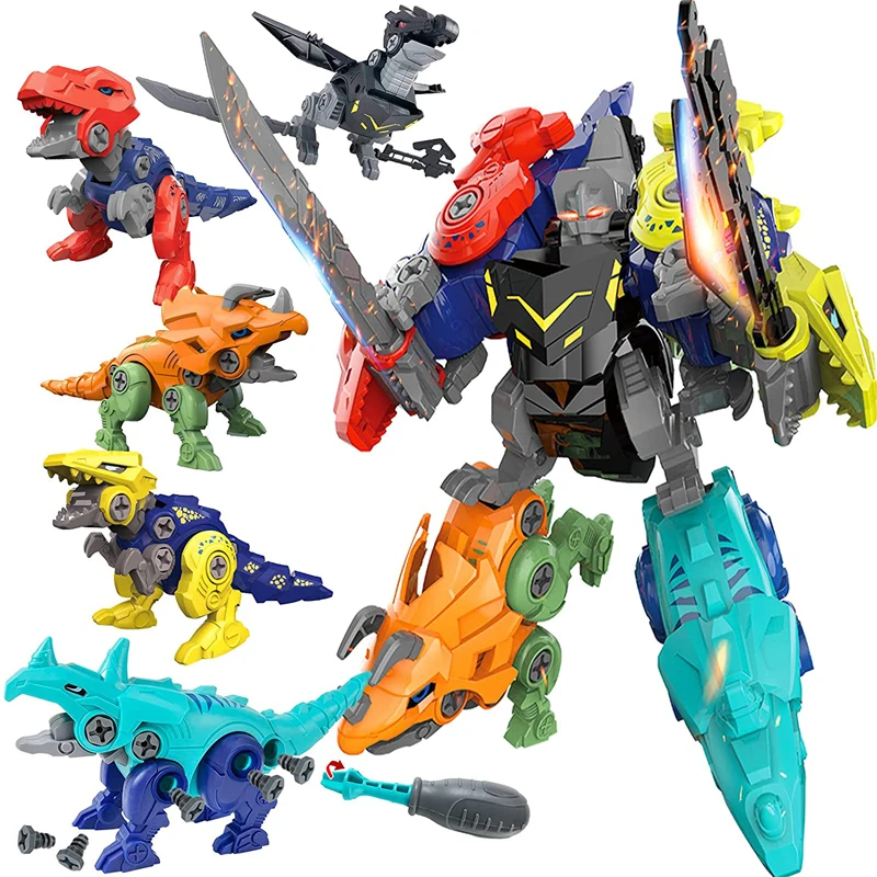 5 in 1 Dinosaur Building Toys DIY Transform Into Robot Set Learning Educational Kit for Kids Boys Birthday Christmas | Игрушки и хобби