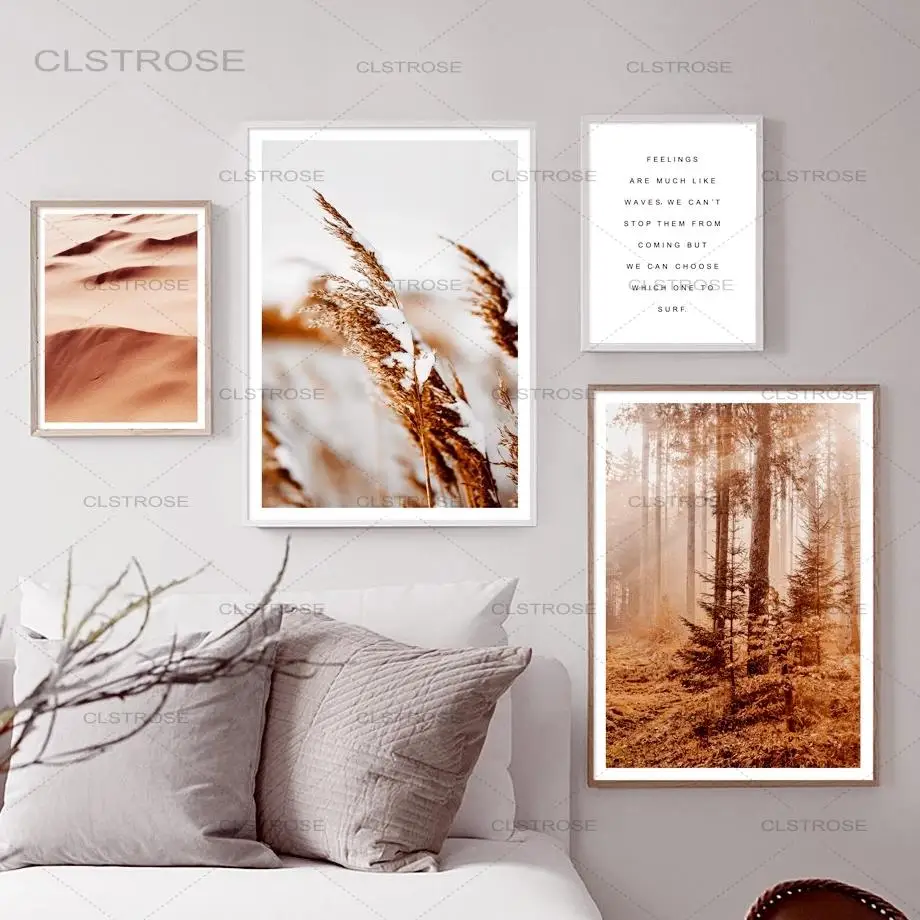 

Canvas Painting Reed Forest Tree Desert Autumn Landscape Wall Art Nordic Posters And Prints Wall Pictures For Living Room Decor