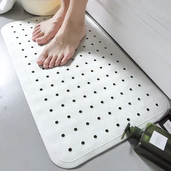 

36*60cm Rubber Soft Bath Mat with Sucker Bathroom Shower Anti Slip Safty Floor Mat Washroom Water Insulation Pure Color White