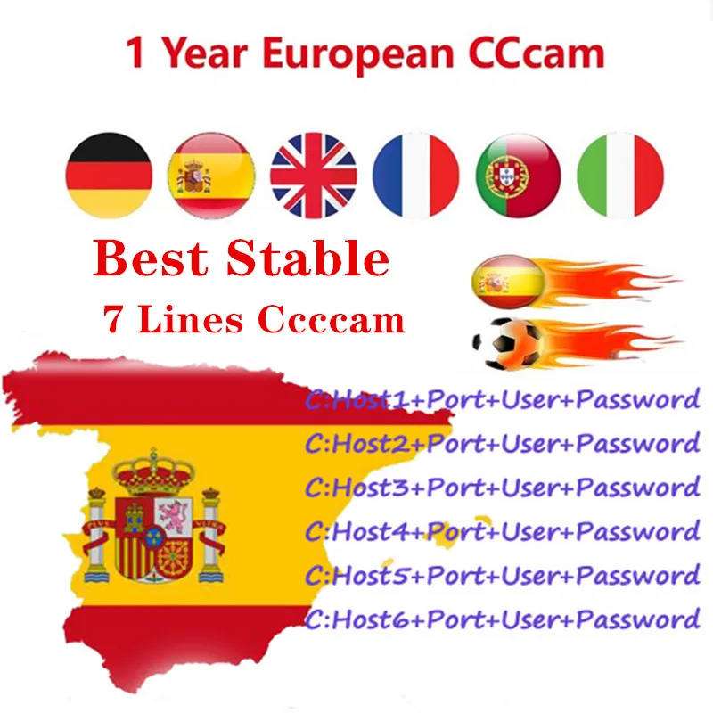 1 год CCcams Европа Клайн сервер cccam Cline для питания VU+ Испании Франции DVB-S2 спутниковый ТВ приемник через usb wifi Freesat V7 Gt