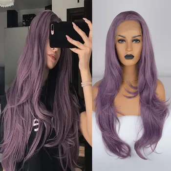 

Bombshell Purple 13*3 Synthetic Lace Lace Front Natural Wavy Wig Non-glue Heat Resistant Fiber Suitable for Black / White Ladies