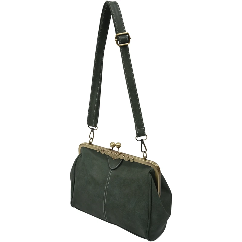 

new retro women messenger bags small shoulder bag high quality PU leather tote bag small clutch handbags(Army Green)