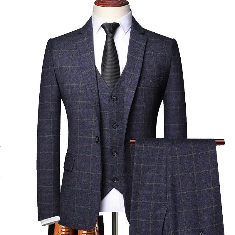 Shenrun uomo 3 pezzi abito primavera autunno Plaid Slim Fit affari formale  Casual Check abiti ufficio lavoro festa Prom sposo matrimonio|Suits| -  AliExpress