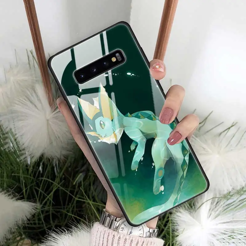 07 Чехол из закаленного стекла с рисунком eevee для samsung Galaxy S10 S10e S9 S8 Note9 Note 10 Plus 5G A50 A30 края из ТПУ - Цвет: 07
