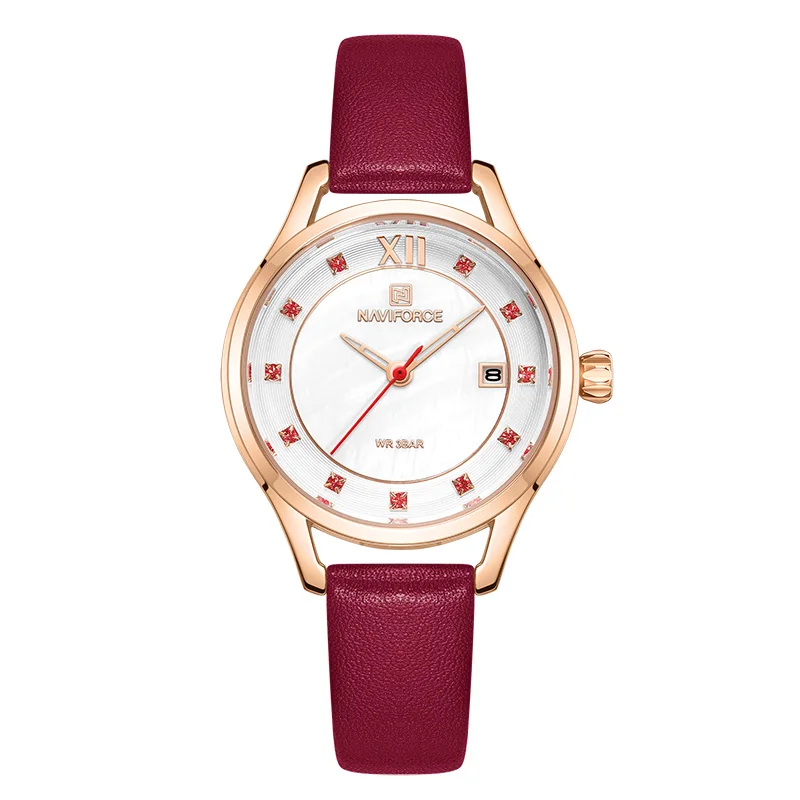 red NAVIFORCE Women Watches Top Brand Luxury Fashion Quartz Watch Waterproof Wristwatch Ladies Simple Girls Clock relogios feminino - Цвет: red