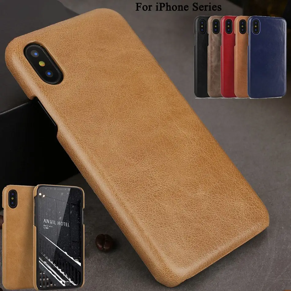 Роскошный чехол для телефона iPhone XS Max Тонкий XR X 8 7 6 6s Plus Ретро Натуральная кожа