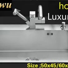 Бытовая стандартная кухонная ручная раковина одинарная мойка 304 нержавеющая сталь Горячая 500x450/600x450 мм