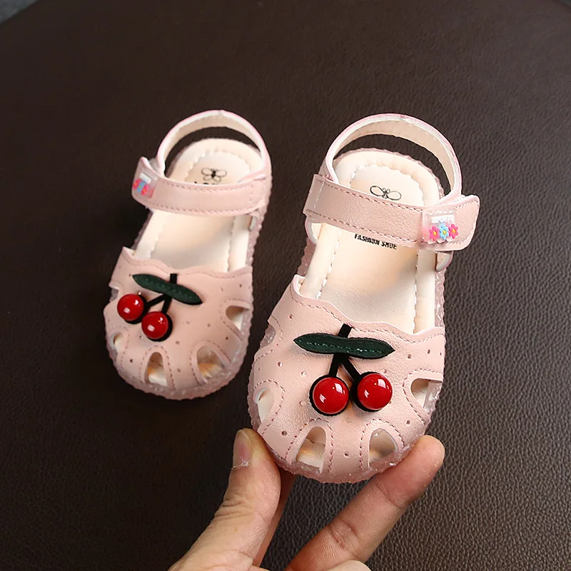 Summer Baby Sandals for Girls Cherry Closed Toe Toddler Infant Kids Princess Walkers Baby Little Girls Shoes Sandals Size 15-30 best leather shoes