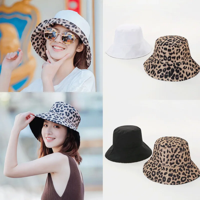 Модная зимняя мужская женская панама Двусторонняя носимая леопардовая набивная