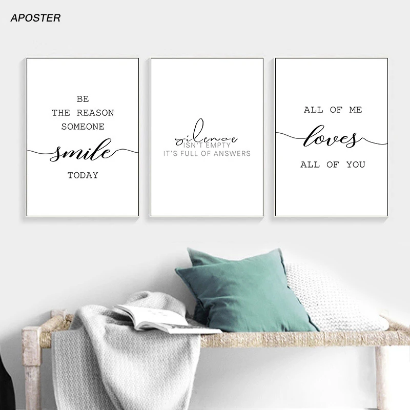 

Nordic Decoration All of me love Word Wall Art Picture Canvas Poster and Print Canvas Painting Decorative for Living Room Decor