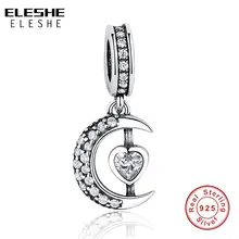ELESHE 925 пробы серебряные подвески с подвеской I Love U To The Moon, подходят для оригинальных браслетов и ожерелий для женщин, ювелирные изделия своими руками