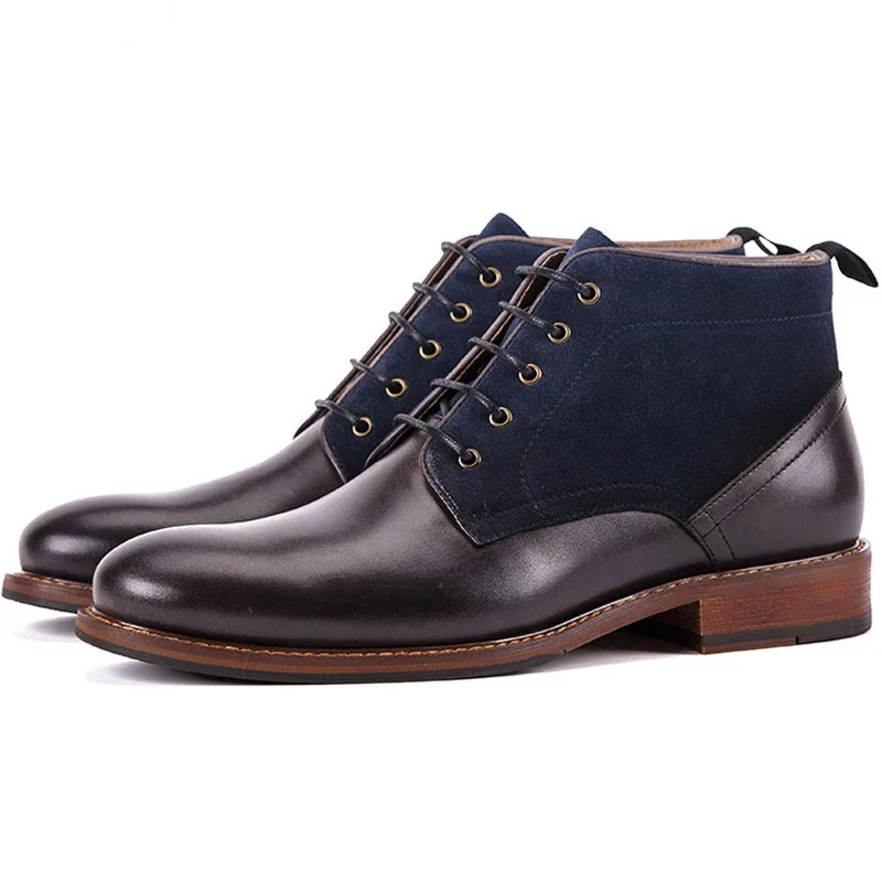 

2019 Chelsea Boots Handmade Fashion Office Dress Splice Genuine Cow Leather Original Design Men Casual Outdoor Boots