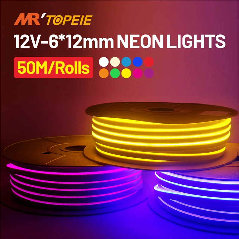 DC12V LED 스트립 50M 유연한 네온 불빛 방수 IP65 Luces Led 리본 로프 디밍 플렉스 튜브 테이프 룸 DIY ...