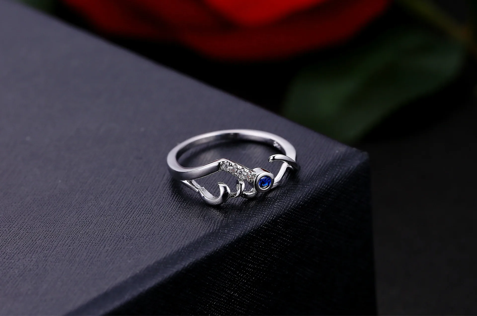 Rhod Цвет Роскошные любовь сердце мама дизайн Bijoux Мода Обручальное кольцо CZ