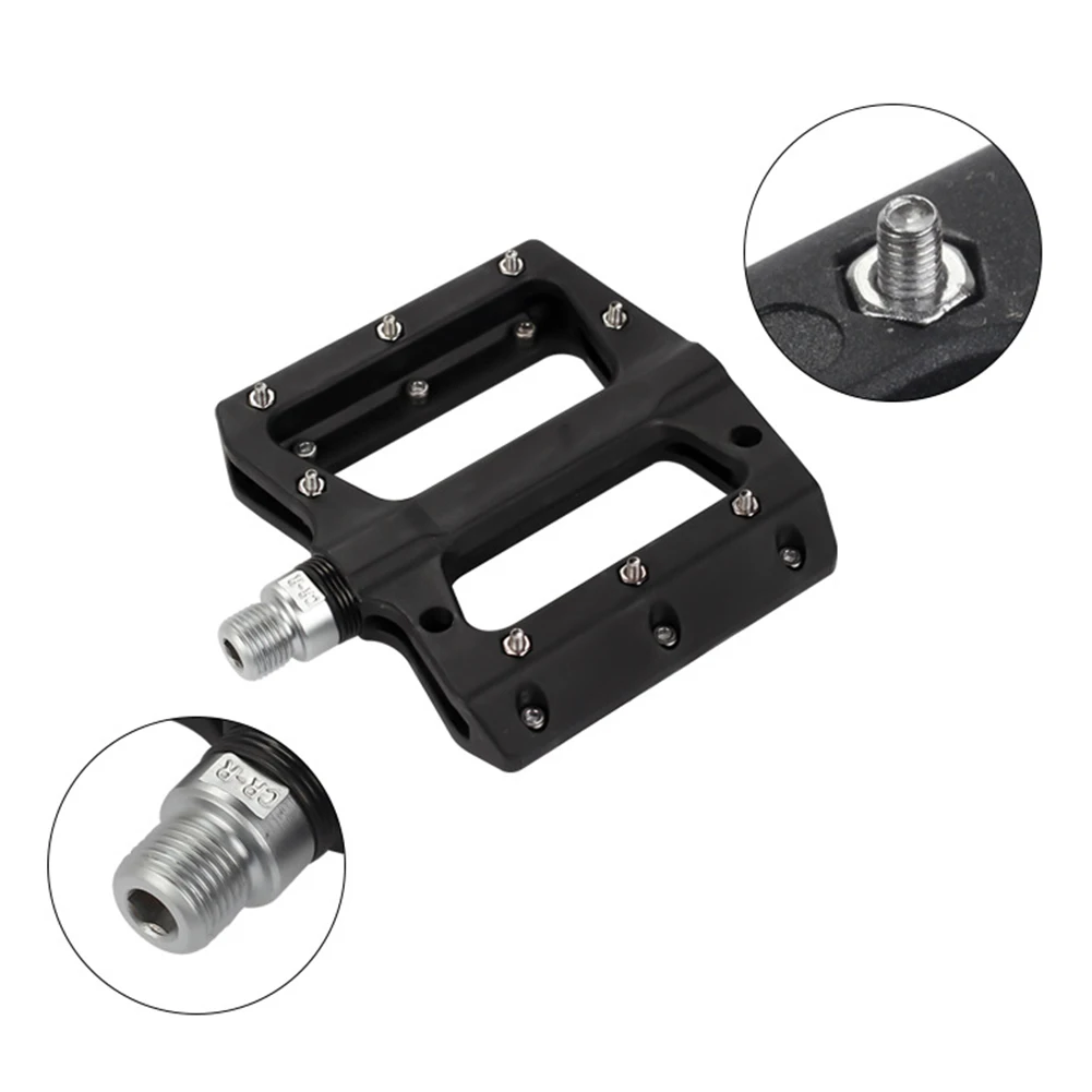 2PCS Bicycle Durable Wide Bearing Mountain Bike Flat Anti Slip Nylon Carbon Fiber Pedals Easy Install Replacement Accessories