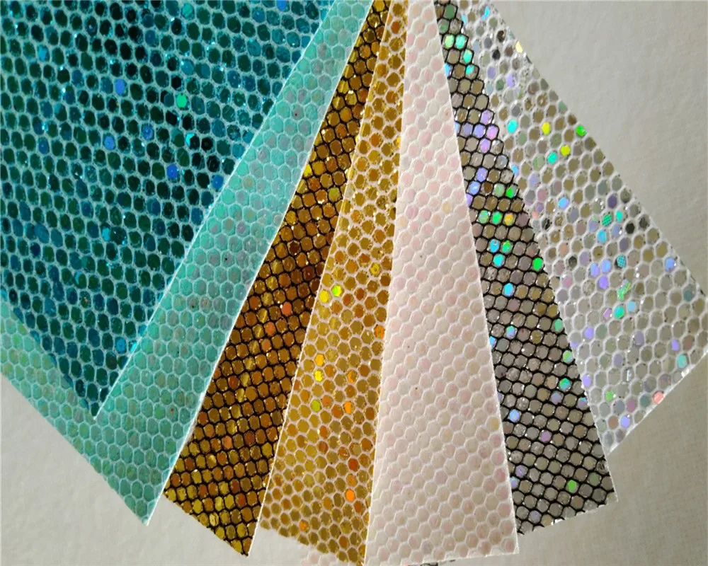 Кружевная Лазерная блестящая синтетическая кожа цветной бант для волос ткань