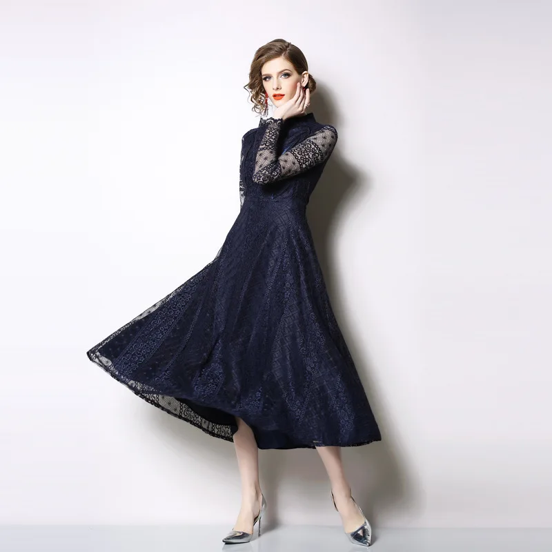 

Photo Shoot 9124 Ozhouzhan Lace Dress Mid-length 2019 Spring Festival New Style Elegant Waist Hugging Long Skirts Women's