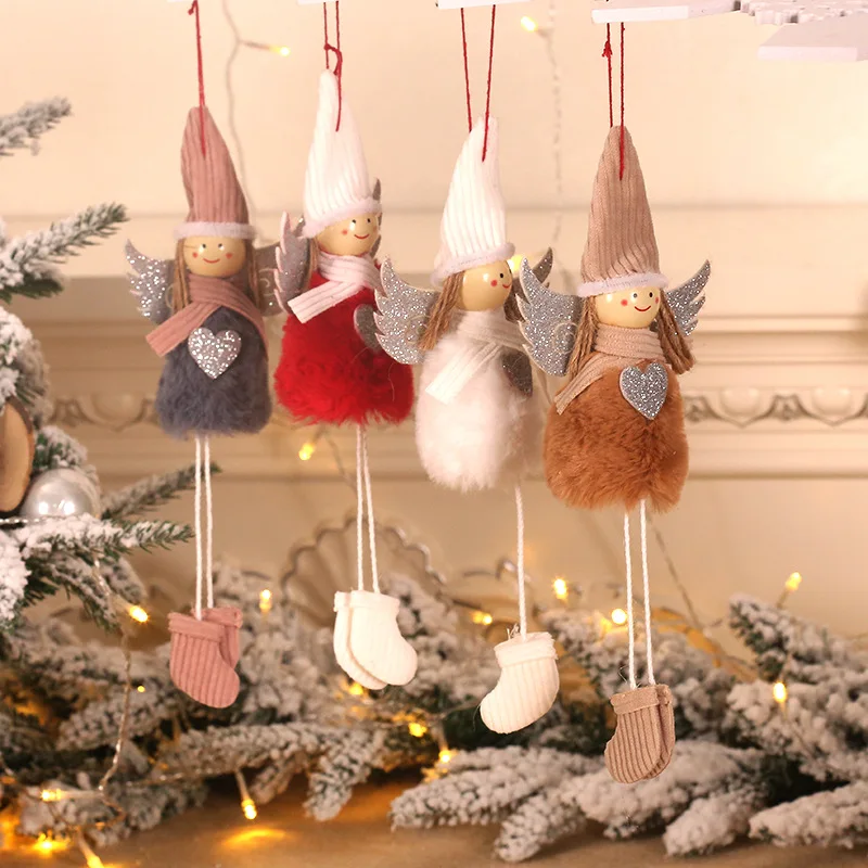 

Christmas Decorations Cute Plush Angel Doll Ornaments Christmas Tree Pendant Christmas Decorations for Home Xmas Gifts for Kids