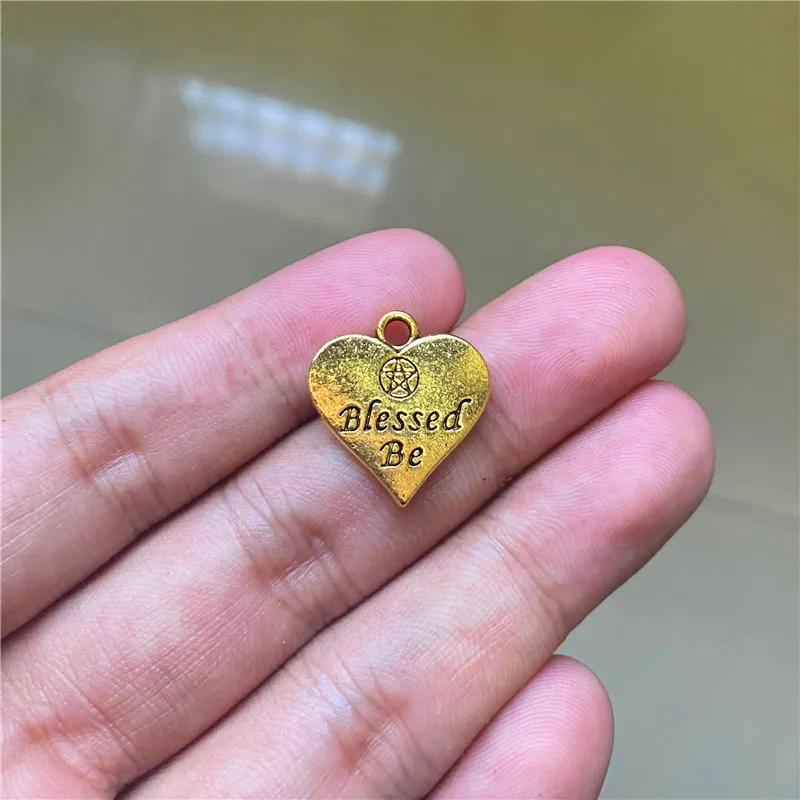 

18pcs 18x19mm Pentagram Blessed Be Heart Charms Pendants Antique Gold Tone Jewelry Making DIY Bracelet Necklace Handmade Craft