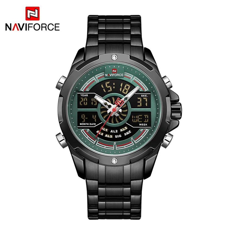 NAVIFORCE Mens Quartz Watches Top Luxury Brand Waterproof Business Man Watch Military Army Fashion Male Clock Relogio Masculino - Цвет: S-Black Green