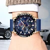 LIGE azul Casual malla Correa moda cuarzo oro reloj para hombre relojes marca superior reloj impermeable de lujo ► Foto 3/6