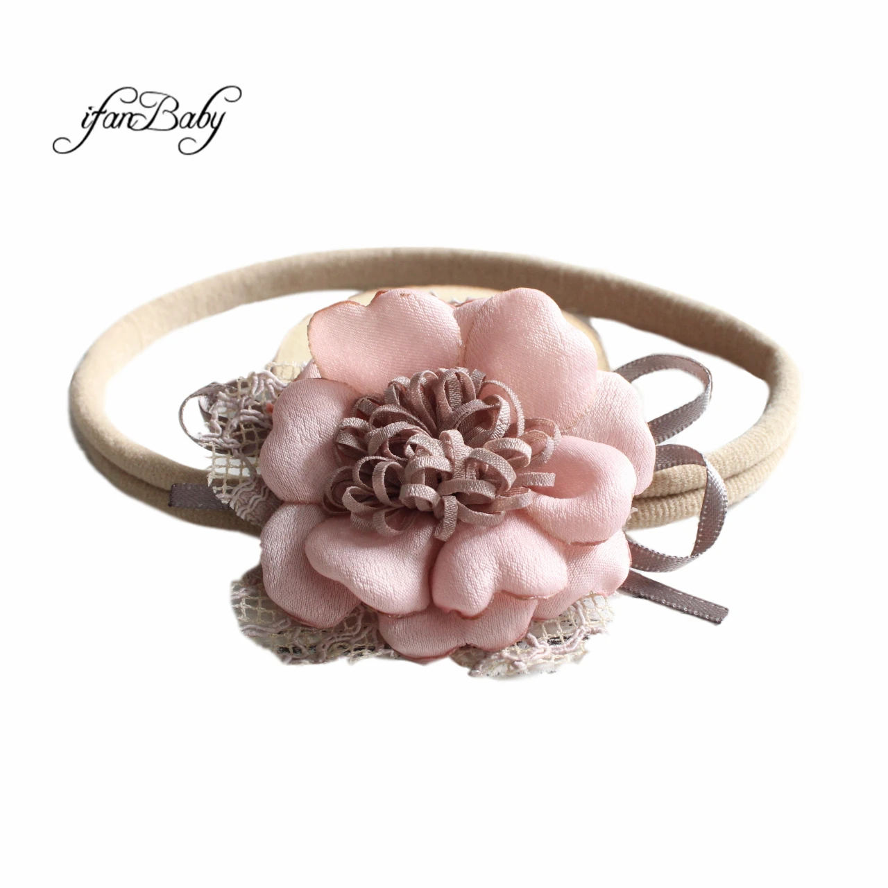 Fashion Girl Chiffon Fabric Burn Flower on Wool Back Tie Sweet Nylon Headband |