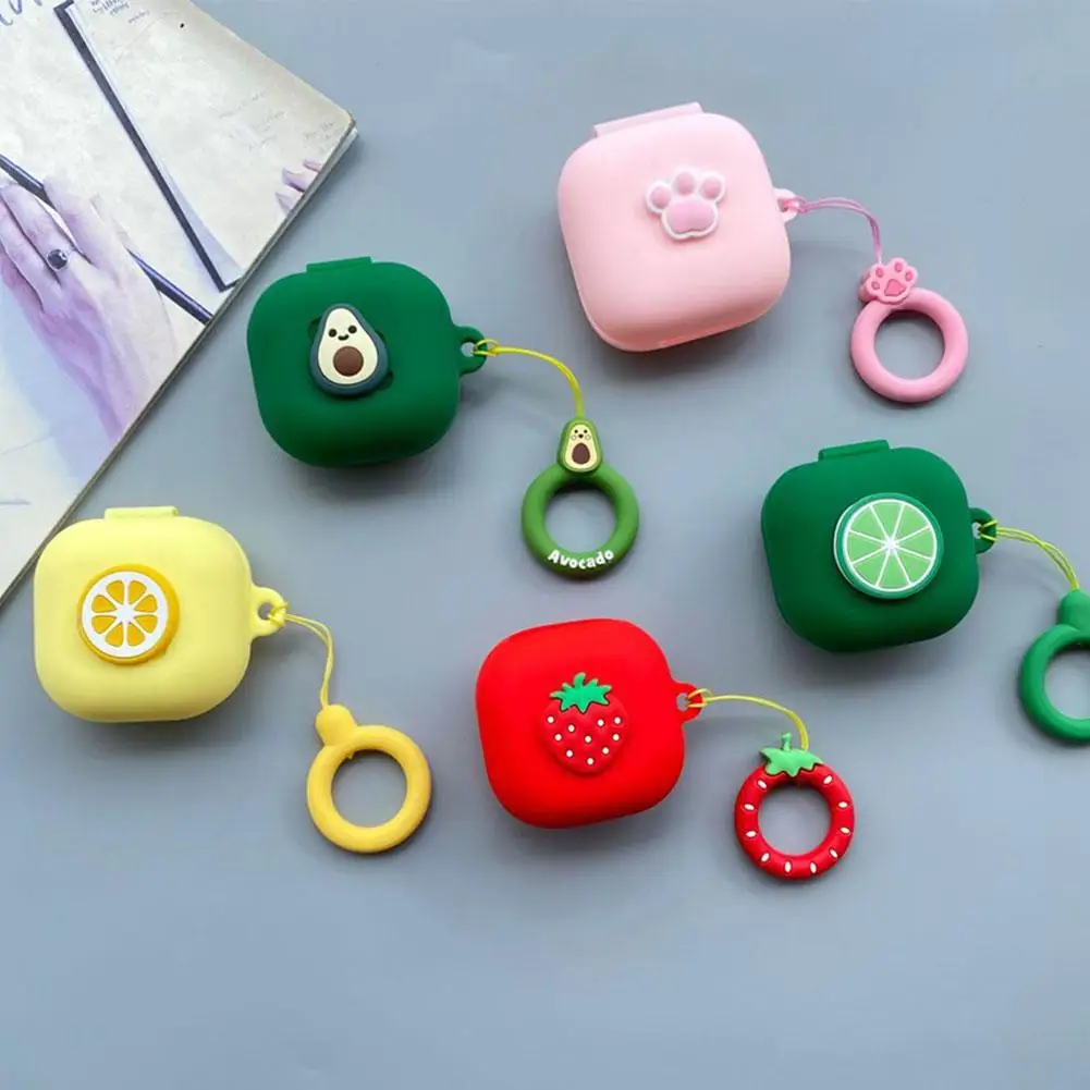 

Soft Earphone Protective Case For Samsung Galaxy Buds Live Silicone Shockproof 3D Fruit Pattern Earphone Cover with Lanyard