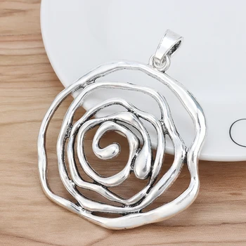 

2 Pieces Tibetan Silver Large Open Spiral Swirl Vortex Charms Pendants for Necklace Jewellery Making Findings 74x72mm