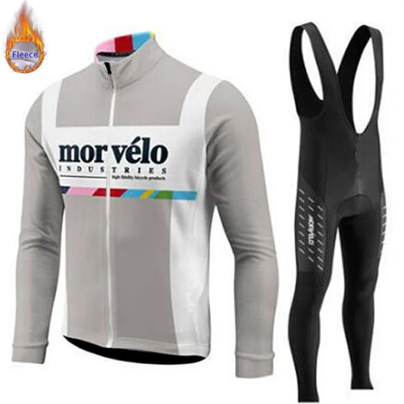 Maillot Ropa Ciclismo Morvelo Зима Велоспорт Джерси pro команда с длинным рукавом набор термо флис мужские гонки MTB велосипед одежда