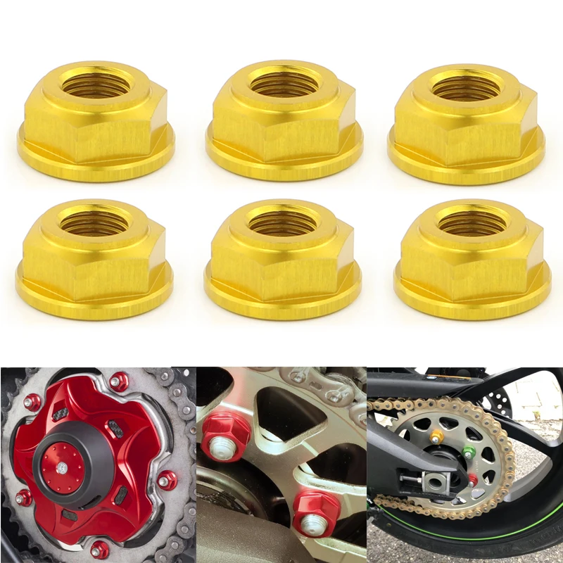 

CNC Rear Sprocket Wheel Axle Nuts M10*1.25 6 Pcs Fit For Ducati Multistrada 1000 1100 620 Scrambler Motorcycle Aluminum