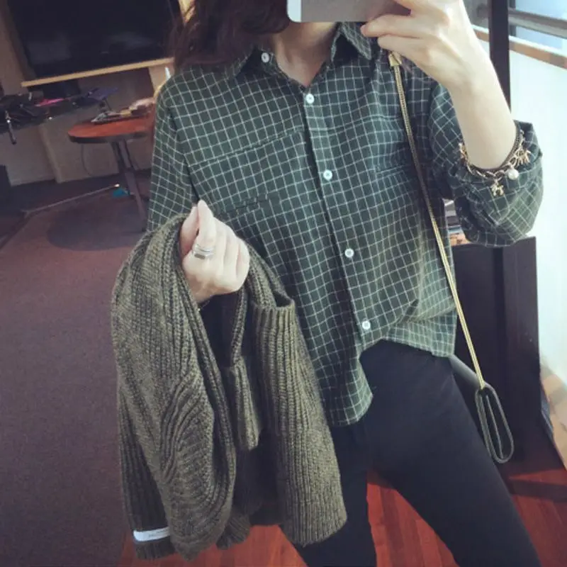 Women Blouses 2019 Plaid Print Long Sleeve V-Neck Women Shirts Ladies Blouses Blusas Rk Women Blouses 2019 Plaid Print Long Sleeve V-Neck Women Shirts Ladies Blouses Blusas Rk