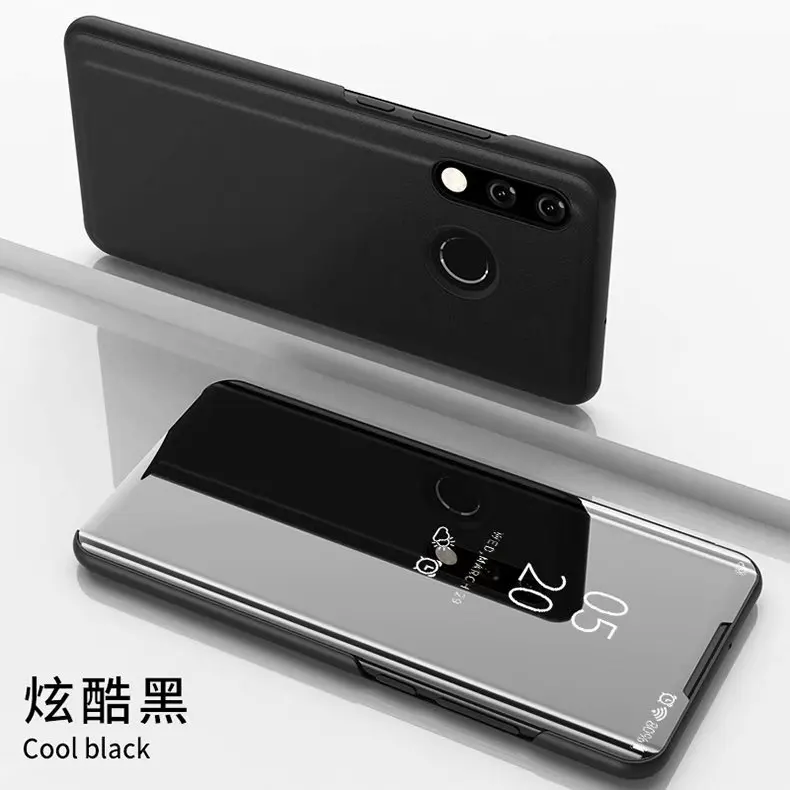 Умный зеркальный флип-чехол для huawei Honor P10 P20 P30 Lite Mate10 Mate20 Mate30 Pro Y5 Y6 Y7 Y9 Psmart плюс чехол Coque - Цвет: Черный