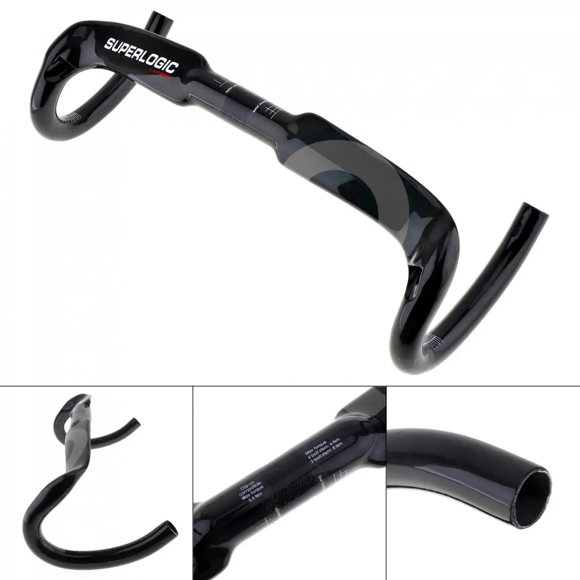 

31.8mm Diameter UD Glossy Carbon Fiber Handlebar with Inner Cable Routing for Road Bike