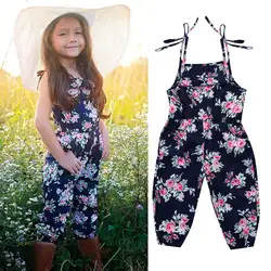 Милый Пояс детский комбинезон летняя одежда для девочек Одежда для маленьких девочек комбинезон без рукавов с цветочным рисунком