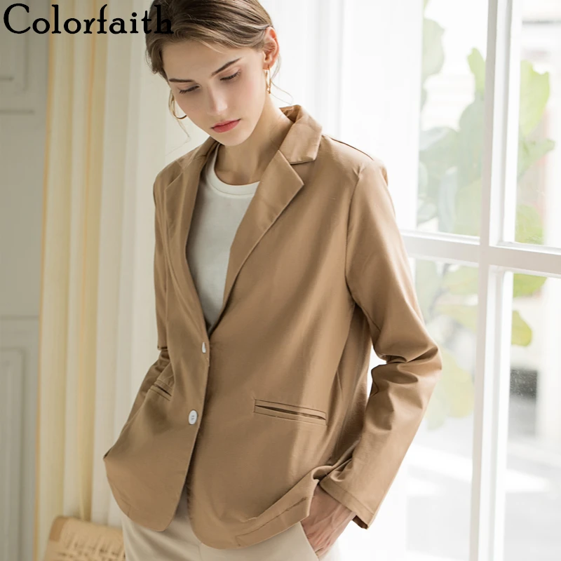 

Colorfaith New 2019 Autumn Winter Women's Jackets Turn-down Collar Loose Outerwear England Style Notched Cardigan Tops JK8818