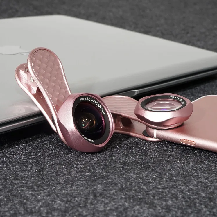 

New Style Mobile Phone Lens F-520 funipica Micro Distortion 0.6X Wide Angle Lens + 15X Macro Lens