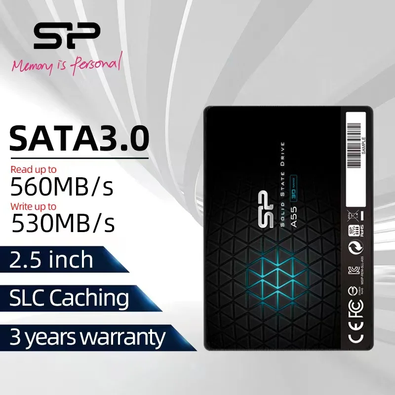 

SSD-накопитель Silicon Power A55, 2,5 дюйма, SATA III, 128/256/512 ГБ, 1 ТБ