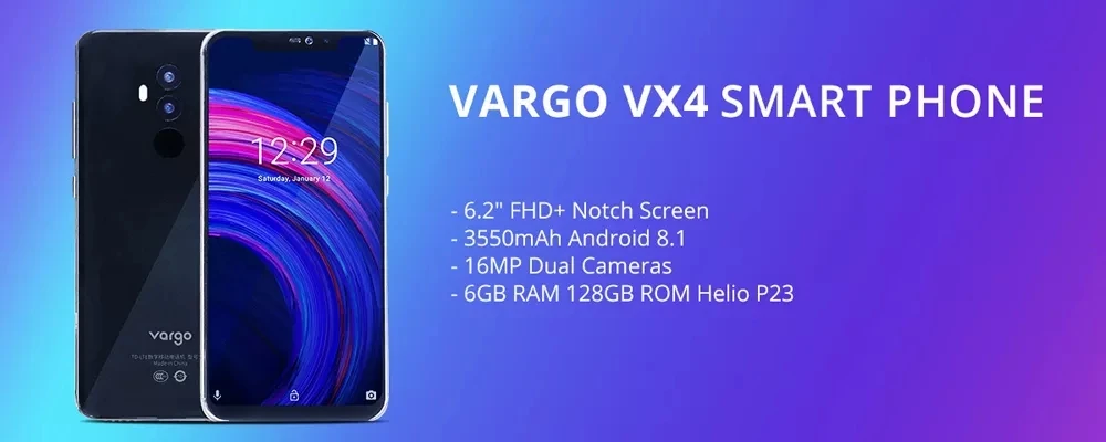 Новый Vargo VX4 6 ГБ ОЗУ 128 Гб ПЗУ 6,2 дюймов FHD + мобильный телефон Helio P23 16 МП Двойная камера 3550 мАч 4G глобальная версия смартфона