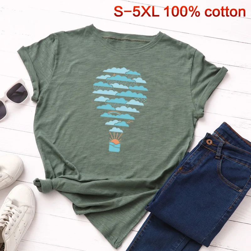 

T Shirt Women Tops 100% Cotton Female T-shirt Short Sleeve Casual Women's Tshirt Tops Harajuku O-Neck Woman T-Shirt Summer Shirt