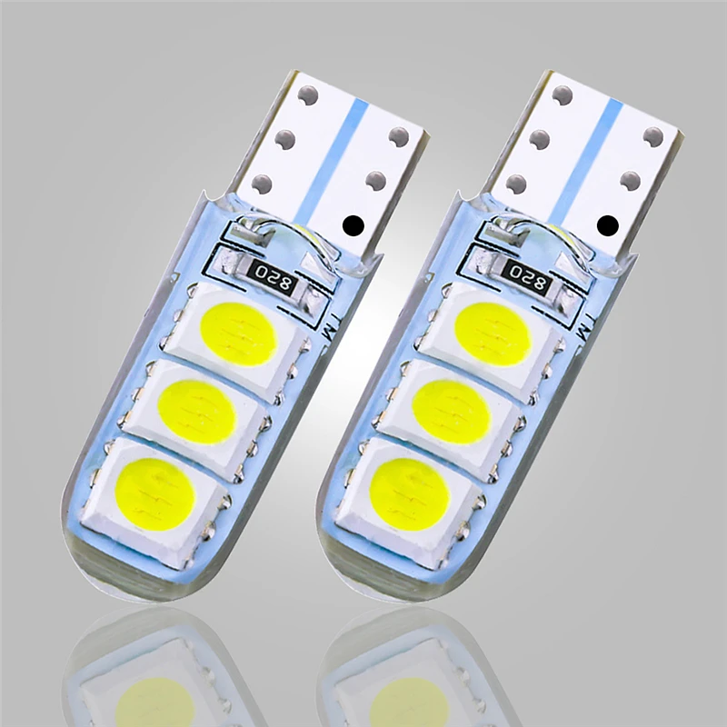 500 шт. Автомобильный светодиодный силикагель T10 светодиодный s 194 W5W 168 6 SMD 5050 светодиодный автомобильный Стайлинг габаритный фонарь интерьерная лампа боковой светильник