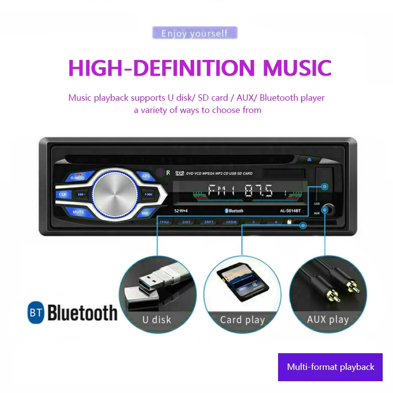 Автомагнитола 1 DIN с поддержкой Bluetooth громкой связи USB DVD/VCD/CD/FM|bluetooth auto radio|auto radioauto