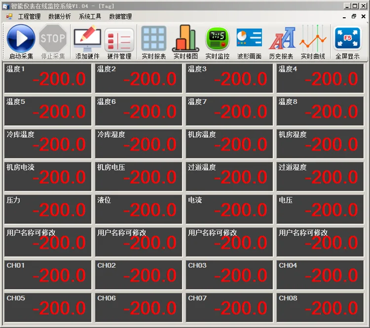 4-20mA мультиплексный температурный патрульный инструмент 16448, 12 каналов Modbus Rru Компьютерный дисплей температуры
